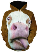 Hoodie - Cow Print - Funny - Pullover Hoodie - Men's Hoodie-Chaps of London-Caramel-S-Chaps of London