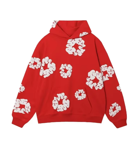 Hoodie - Floral Loose Fit Kangaroo Pocket Pullover Hoodie-Chaps Herrenmode-Red-S-Chaps of London