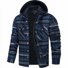 Hoodie Jacket - Plaid - Quilted Liner - Zip-Up Hoodie - Men's Jacket-Hoodie Jacket-Chaps of London-Dark Blue-S-Chaps of London