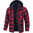 Hoodie Jacket - Plaid - Quilted Liner - Zip-Up Hoodie - Men's Jacket-Hoodie Jacket-Chaps of London-Red-S-Chaps of London