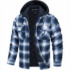 Hoodie Jacket - Plaid - Quilted Liner - Zip-Up Hoodie - Men's Jacket-Hoodie Jacket-Chaps of London-White-Blue-S-Chaps of London