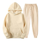 Hoodie Jogger Set - Drawstring - Two-Piece - Sweatsuit - Men's Clothing-Chaps of London-Beige-S-Chaps of London