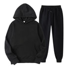 Hoodie Jogger Set - Drawstring - Two-Piece - Sweatsuit - Men's Clothing-Chaps of London-Black-S-Chaps of London