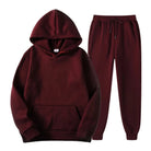 Hoodie Jogger Set - Drawstring - Two-Piece - Sweatsuit - Men's Clothing-Chaps of London-Burgundy-S-Chaps of London