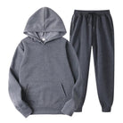 Hoodie Jogger Set - Drawstring - Two-Piece - Sweatsuit - Men's Clothing-Chaps of London-Dark Grey-S-Chaps of London