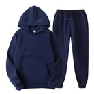 Hoodie Jogger Set - Drawstring - Two-Piece - Sweatsuit - Men's Clothing-Chaps of London-Navy Blue-S-Chaps of London