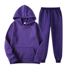 Hoodie Jogger Set - Drawstring - Two-Piece - Sweatsuit - Men's Clothing-Chaps of London-Purple-S-Chaps of London