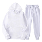 Hoodie Jogger Set - Drawstring - Two-Piece - Sweatsuit - Men's Clothing-Chaps of London-White-S-Chaps of London