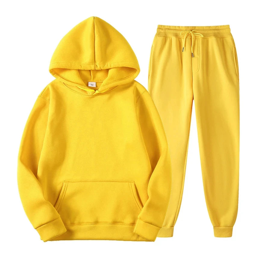 Hoodie Jogger Set - Drawstring - Two-Piece - Sweatsuit - Men's Clothing-Chaps of London-Yellow-S-Chaps of London