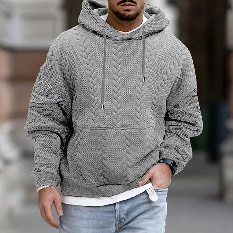 Hoodie - Men's Casual Warm Chunky Knitted Pullover Hoodie-Chaps of London-Gray-S-Chaps of London