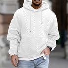 Hoodie - Men's Casual Warm Chunky Knitted Pullover Hoodie-Chaps of London-White-S-Chaps of London