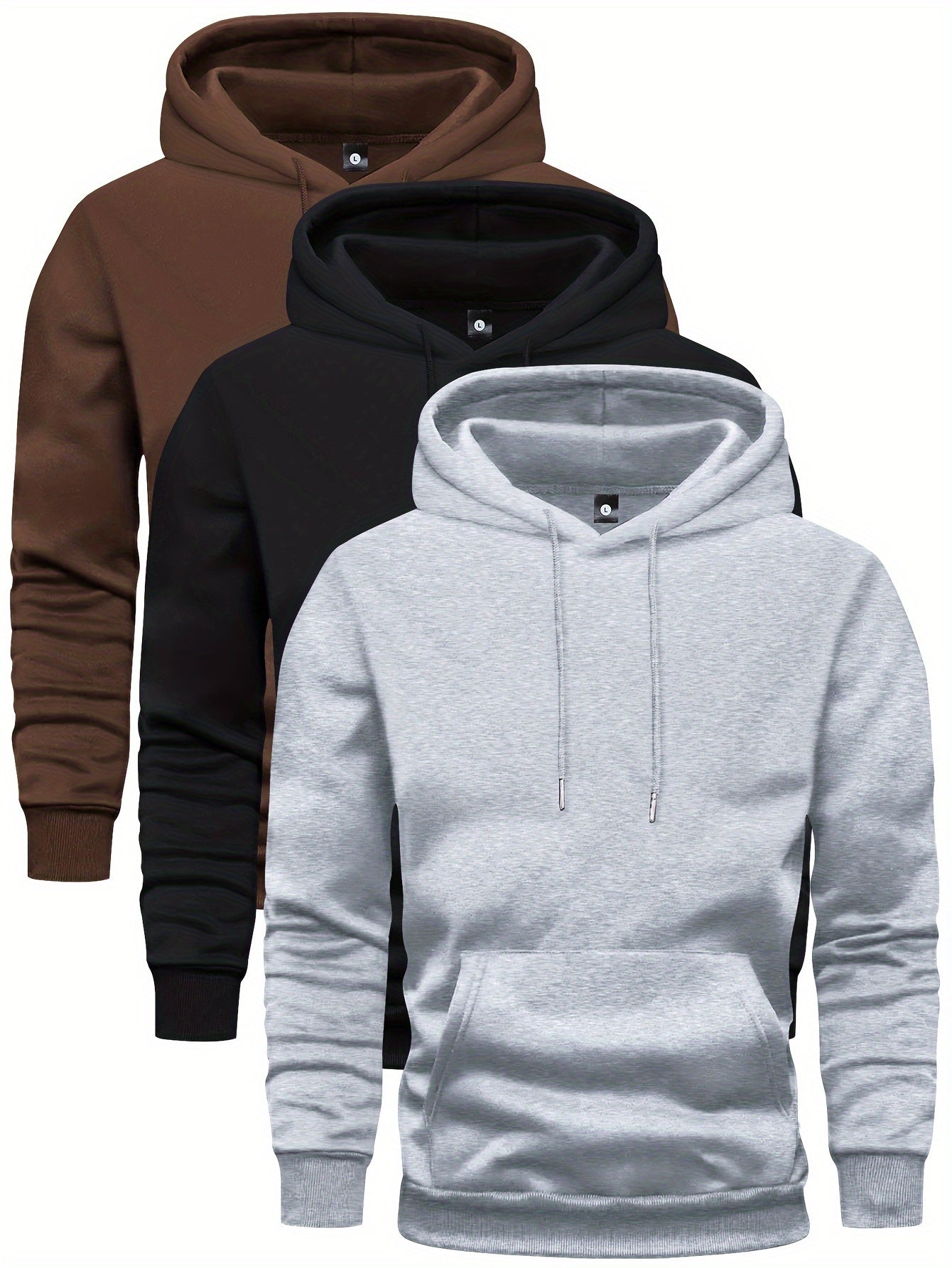 Hoodie - Men's Warm Winter Pullover Hoodie Set with Pocket-Chaps of London-Brown/Black/Gray-S-Chaps of London