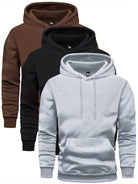 Hoodie - Men's Warm Winter Pullover Hoodie Set with Pocket-Chaps of London-Brown/Black/Gray-S-Chaps of London