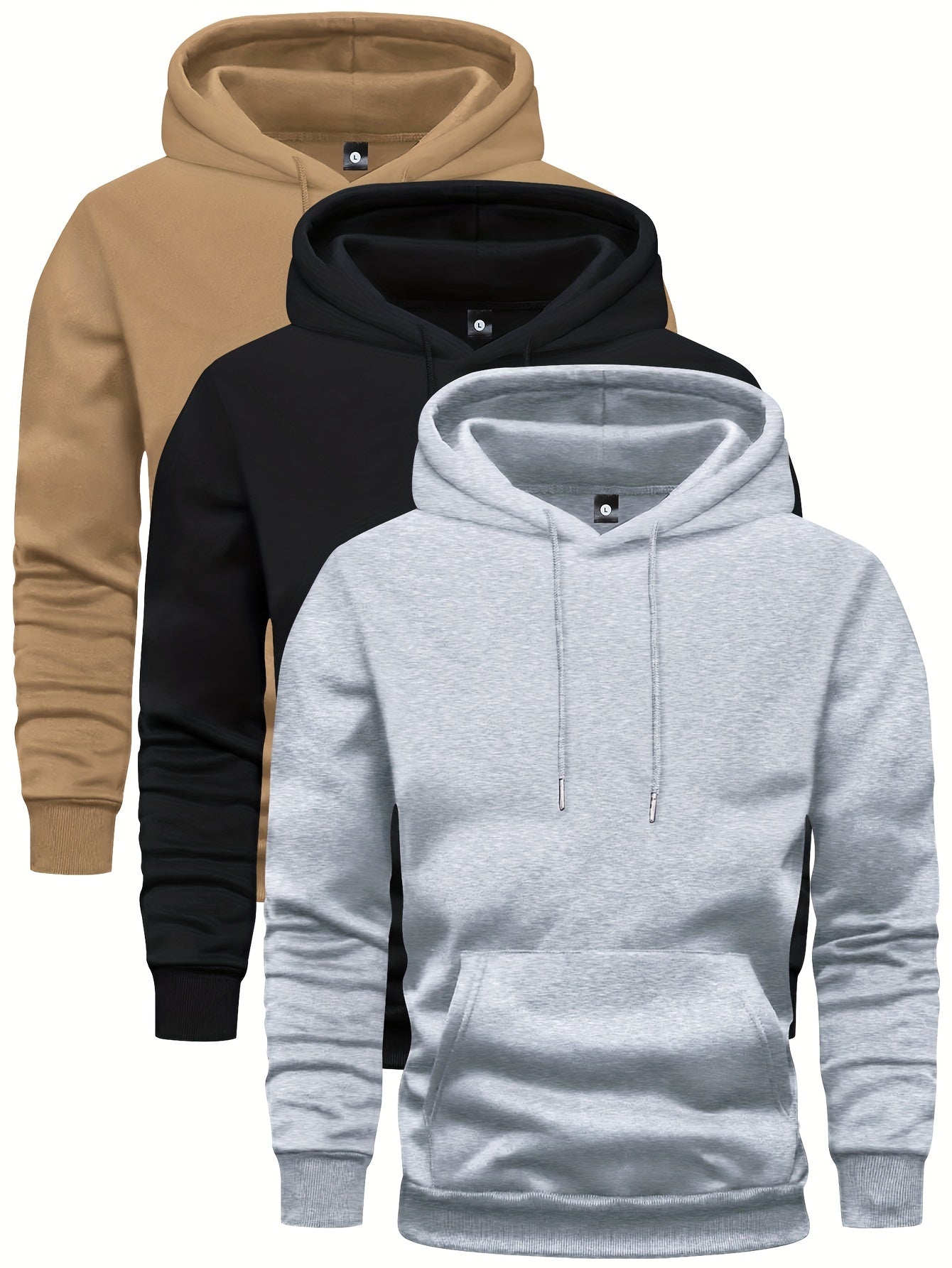 Hoodie - Men's Warm Winter Pullover Hoodie Set with Pocket-Chaps of London-Khaki/Black/Gray-S-Chaps of London