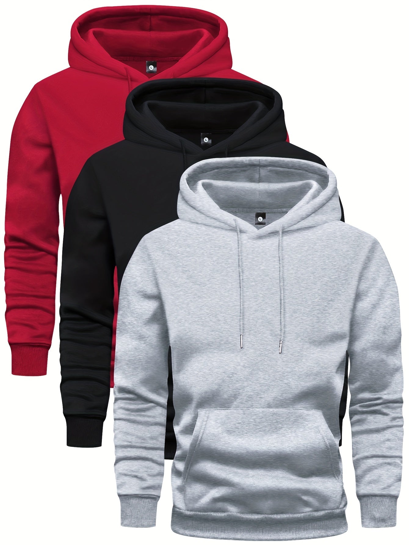 Hoodie - Men's Warm Winter Pullover Hoodie Set with Pocket-Chaps of London-Red/Black/Gray-S-Chaps of London