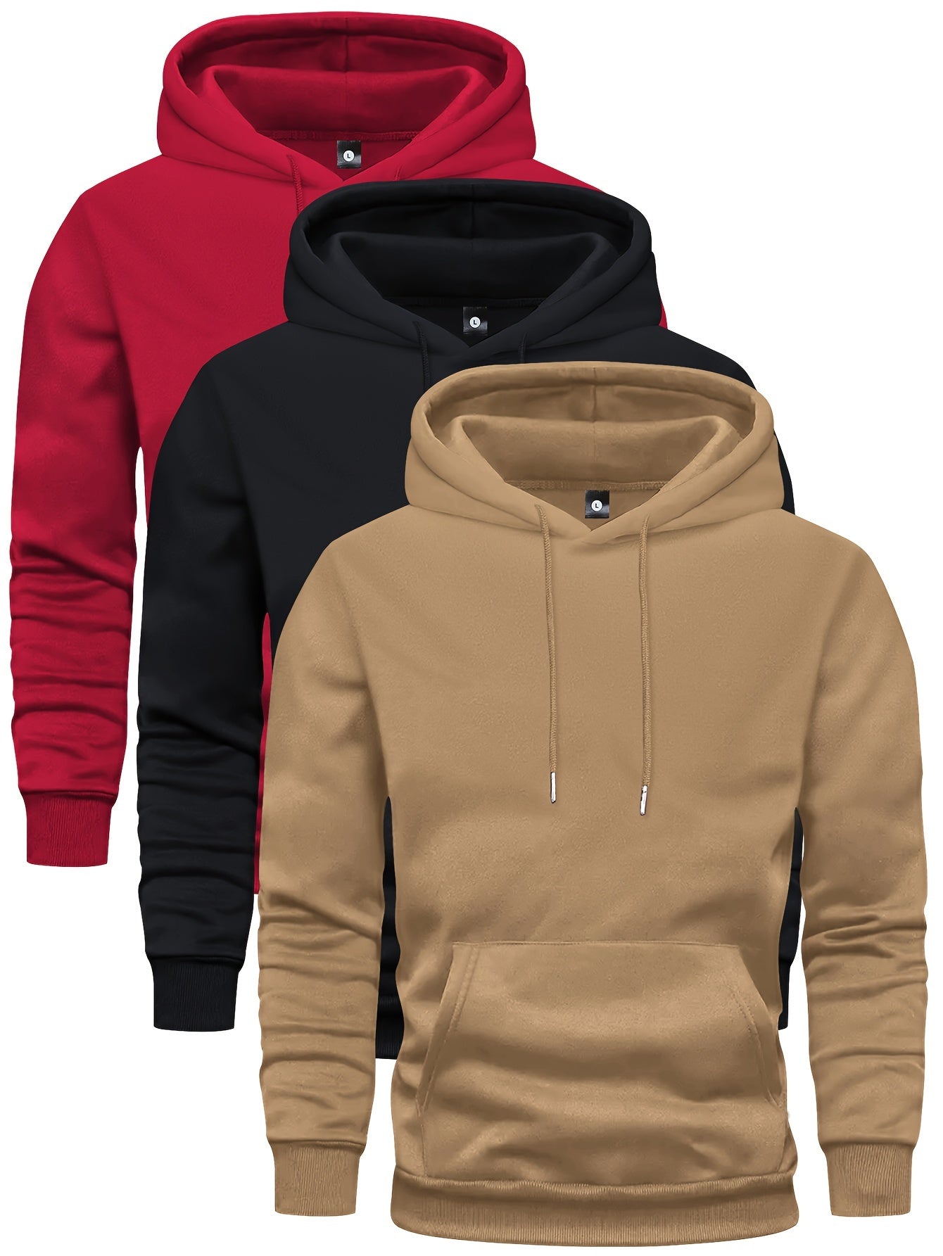 Hoodie - Men's Warm Winter Pullover Hoodie Set with Pocket-Chaps of London-Red/Black/Khaki-S-Chaps of London