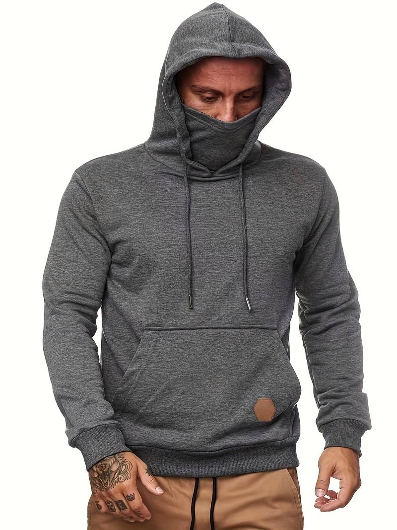 Hoodie with Face Mask | Regular Fit | Pocket | Pullover Hoodie | Men's Hoodie-Trui man-Chaps of London-Dark Gray-S-Chaps of London
