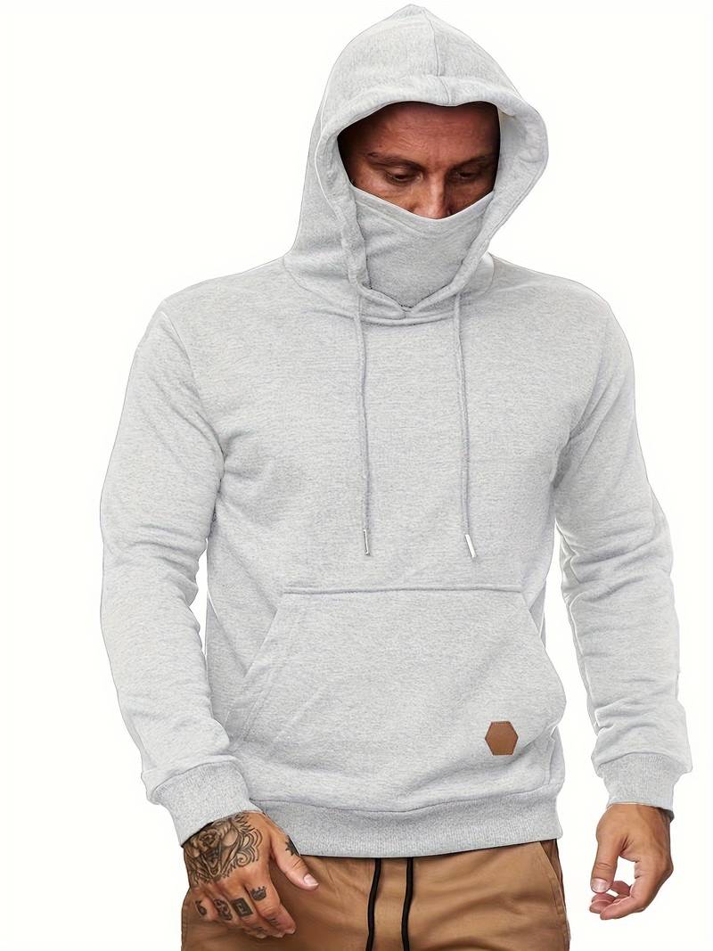 Hoodie with Face Mask | Regular Fit | Pocket | Pullover Hoodie | Men's Hoodie-Trui man-Chaps of London-Light Gray-S-Chaps of London