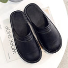 House Slippers - Unisex Faux Leather Slip On Indoor Slippers-Pantoffels-Chaps of London-Black-35-Chaps of London