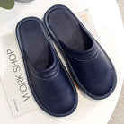 House Slippers - Unisex Faux Leather Slip On Indoor Slippers-Pantoffels-Chaps of London-Blue-35-Chaps of London