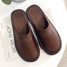 House Slippers - Unisex Faux Leather Slip On Indoor Slippers-Pantoffels-Chaps of London-Brown-35-Chaps of London