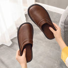 House Slippers - Unisex Faux Leather Slip On Indoor Slippers-Pantoffels-Chaps of London-Chaps of London