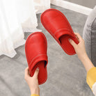 House Slippers - Unisex Faux Leather Slip On Indoor Slippers-Pantoffels-Chaps of London-Chaps of London