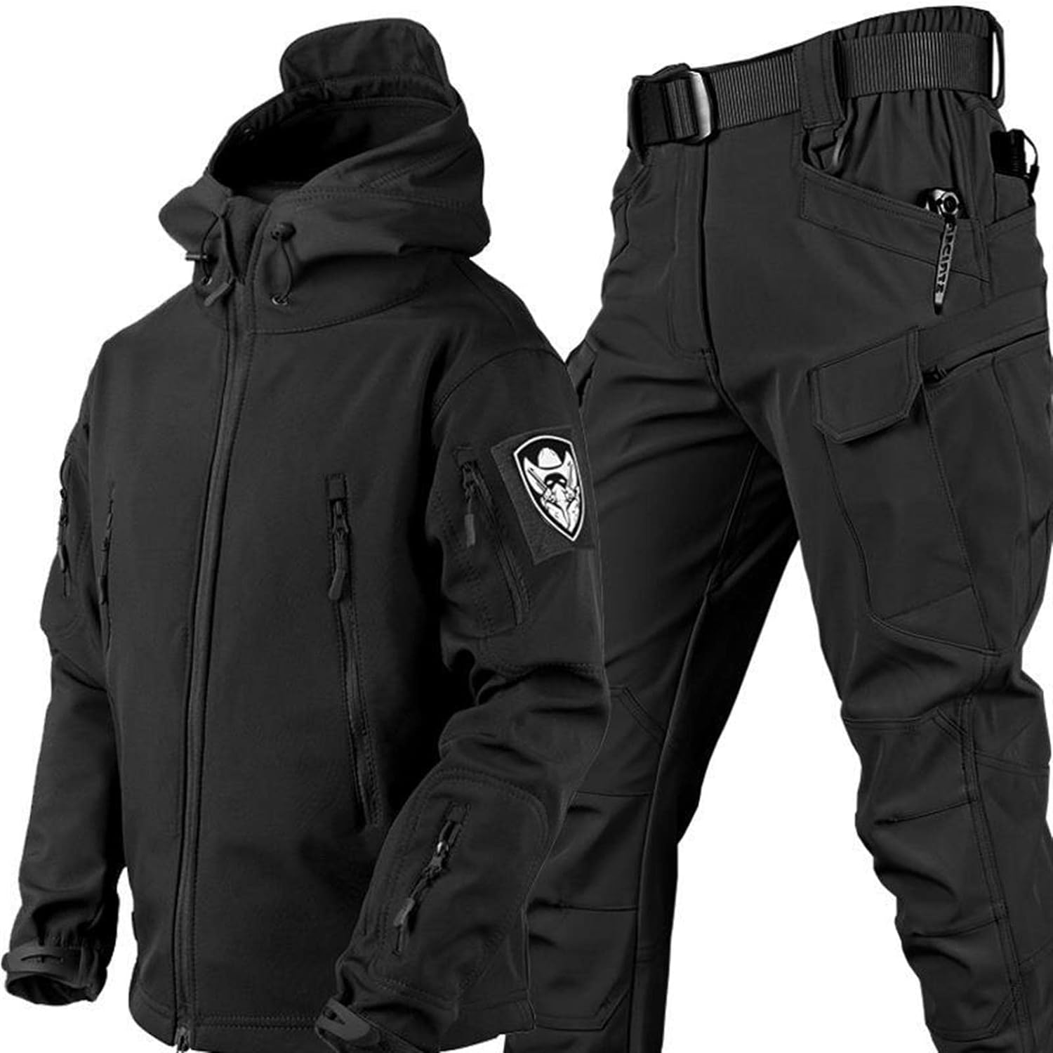 Jacket and Pants Set - Men's Tactical Outdoor Jacket and Cargo Pants-Men’s Tracksuit Set-Chaps of London-Black-S-Chaps of London