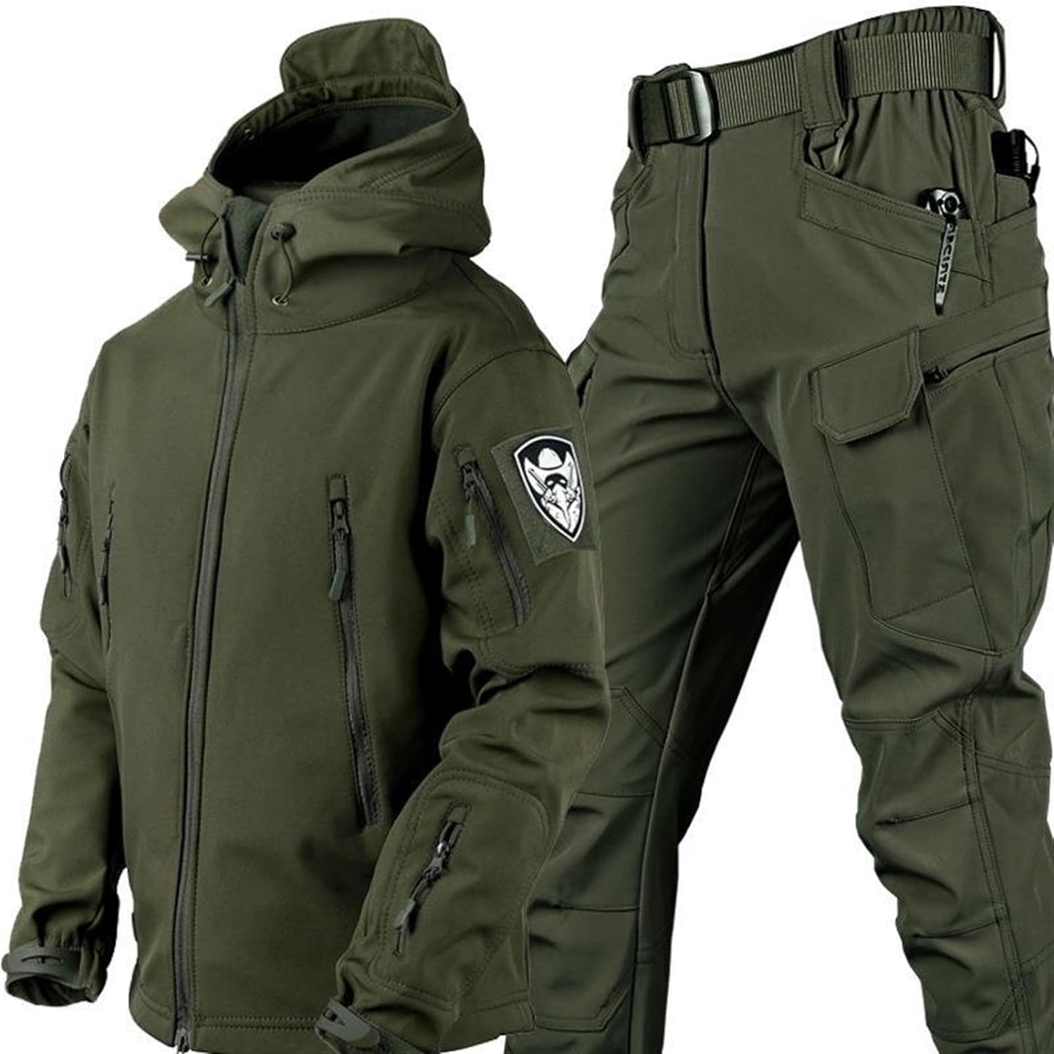 Jacket and Pants Set - Men's Tactical Outdoor Jacket and Cargo Pants-Men’s Tracksuit Set-Chaps of London-Green-S-Chaps of London