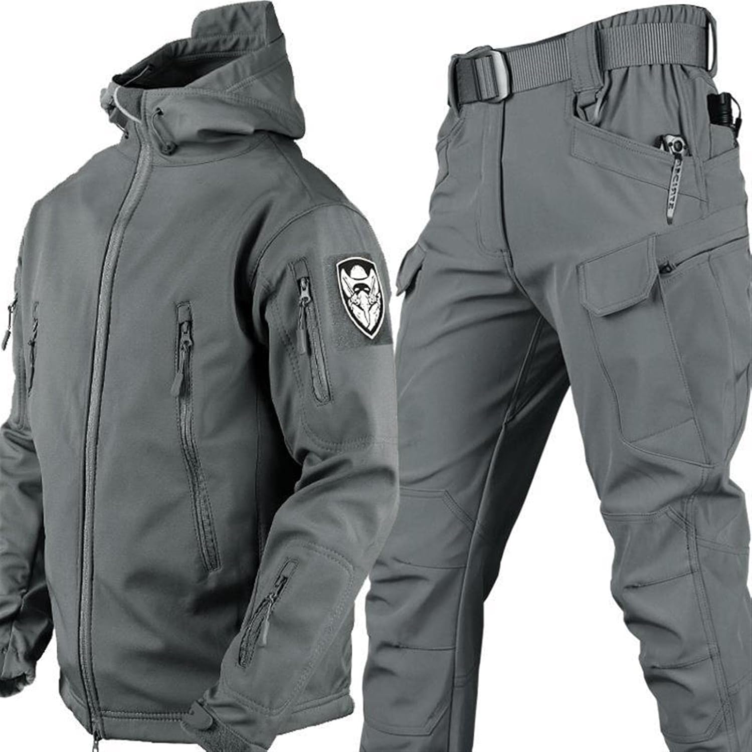 Jacket and Pants Set - Men's Tactical Outdoor Jacket and Cargo Pants-Men’s Tracksuit Set-Chaps of London-Grey-S-Chaps of London