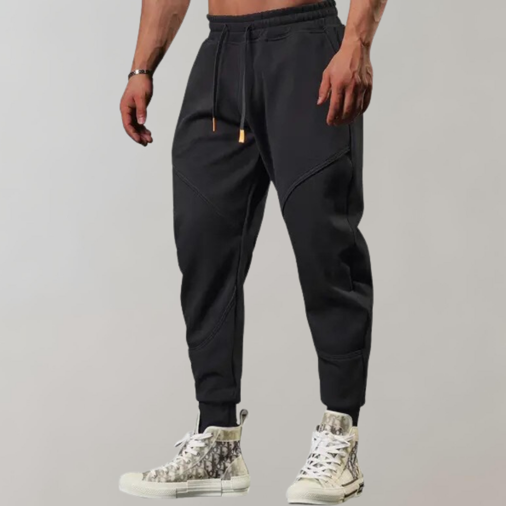 Joggers - Men's Comfortable Elastic Waist Drawstring Sweatpants-Chaps of London-Black-M-Chaps of London