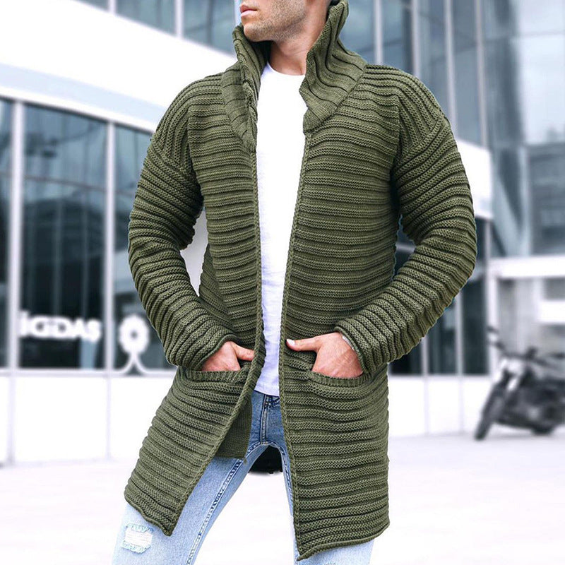 Knit Cardigan - Hooded - Open Front - Long Cardigan - Men's Cardigan-Coats & Jackets-Chaps of London-Chaps of London