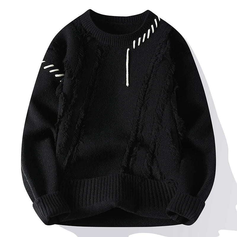 Knit Jumper | Winter | Crew Neck | Chunky Sweater | Men's Knitwear-Chaps of London-Black-M-Chaps of London