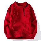 Knit Jumper | Winter | Crew Neck | Chunky Sweater | Men's Knitwear-Chaps of London-Red-M-Chaps of London