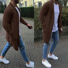 Knitted Cardigan | Casual | Open Front | Long Cardigan | Men's Cardigan-Long Cardigan-Chaps of London-Brown-M-Chaps of London