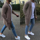 Knitted Cardigan | Casual | Open Front | Long Cardigan | Men's Cardigan-Long Cardigan-Chaps of London-Khaki-M-Chaps of London
