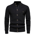 Knitted Cardigan - High Neck - Regular Fit - Button-Up Cardigan - Men's Cardigan -Chaps of London-Black-S-Chaps of London