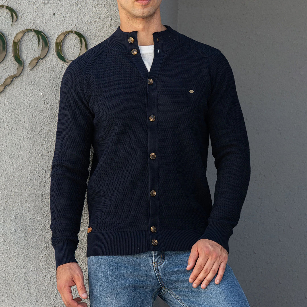 Knitted Cardigan - High Neck - Regular Fit - Button-Up Cardigan - Men's Cardigan -Chaps of London-Chaps of London