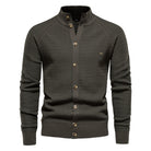Knitted Cardigan - High Neck - Regular Fit - Button-Up Cardigan - Men's Cardigan -Chaps of London-Green-S-Chaps of London