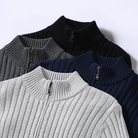 Knitted Cardigan - Men's Casual Rib Knit Zip-Up Cardigan -Chaps of London-Chaps of London