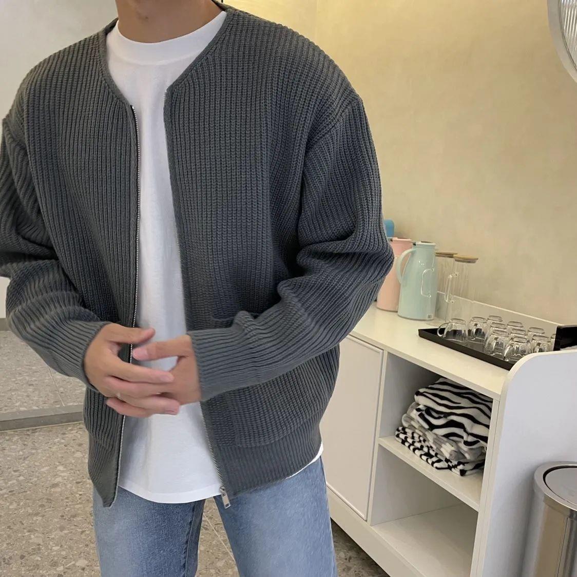 Knitted Cardigan - Men's Chunky Full Zip-Up Cardigan with Pockets-Chaps of London-Chaps of London
