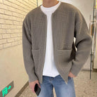 Knitted Cardigan - Men's Chunky Full Zip-Up Cardigan with Pockets-Chaps of London-Khaki-S-Chaps of London