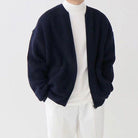 Knitted Cardigan - Men's Chunky Full Zip-Up Cardigan with Pockets-Chaps of London-Navy Blue-S-Chaps of London