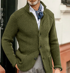 Knitted Cardigan - Men's Thick Warm Button-Up Cardigan Jacket-Chaps of London-Army Green-S-Chaps of London