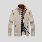 Knitted Cardigan - Men's Warm Standing Collar Zip-Up Cardigan-Fashion Men Jacket Bomber Fall-Chaps of London-Beige-S-Chaps of London
