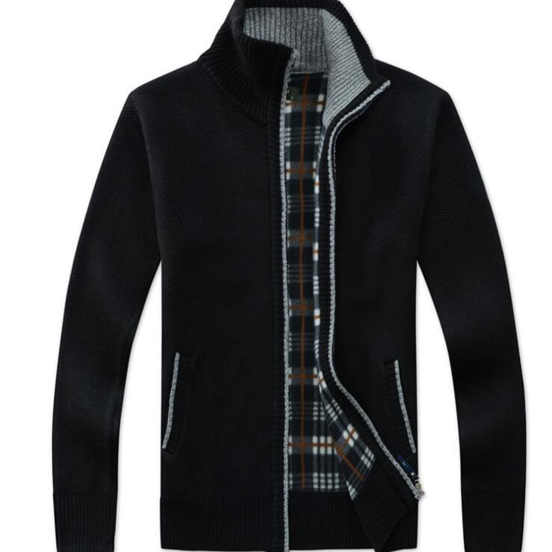 Knitted Cardigan - Men's Warm Standing Collar Zip-Up Cardigan-Fashion Men Jacket Bomber Fall-Chaps of London-Chaps of London