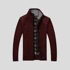Knitted Cardigan - Men's Warm Standing Collar Zip-Up Cardigan-Fashion Men Jacket Bomber Fall-Chaps of London-Wine Red-S-Chaps of London