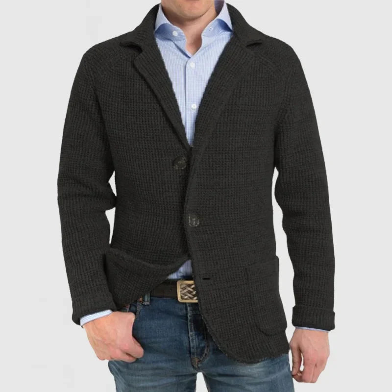 Knitted Cardigan | Warm | Button-Up | Chunky Cardigan | Men's Clothing-Chaps of London-Black-S-Chaps of London