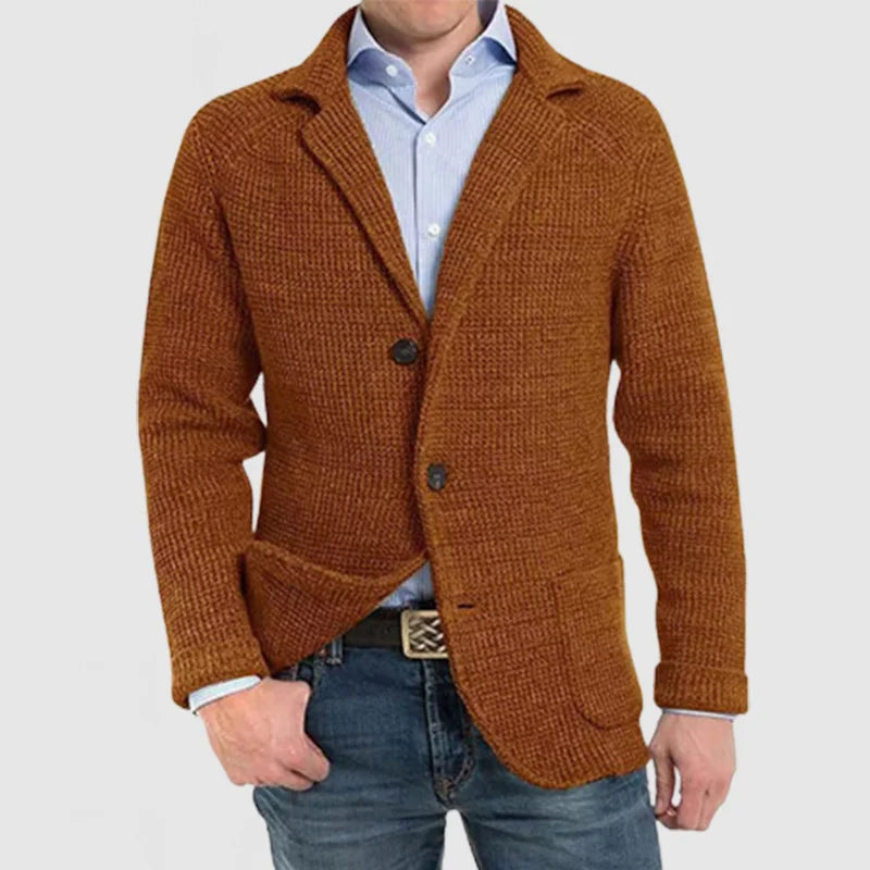 Knitted Cardigan | Warm | Button-Up | Chunky Cardigan | Men's Clothing-Chaps of London-Brown-S-Chaps of London