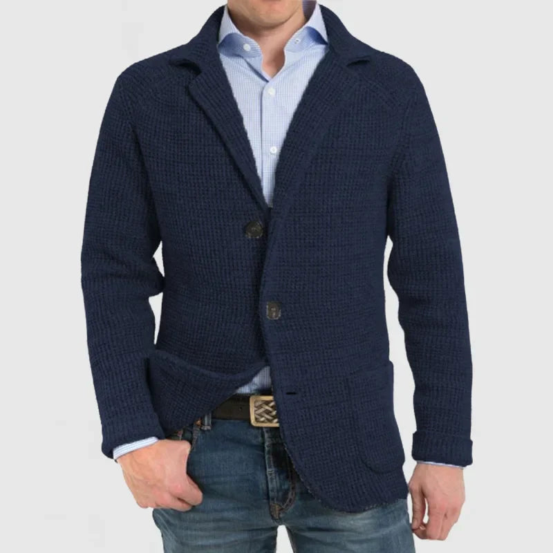 Knitted Cardigan | Warm | Button-Up | Chunky Cardigan | Men's Clothing-Chaps of London-Dark Blue-S-Chaps of London